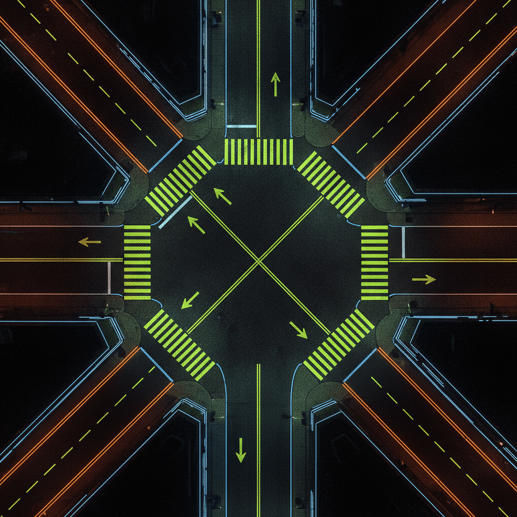 Route nocturne neon